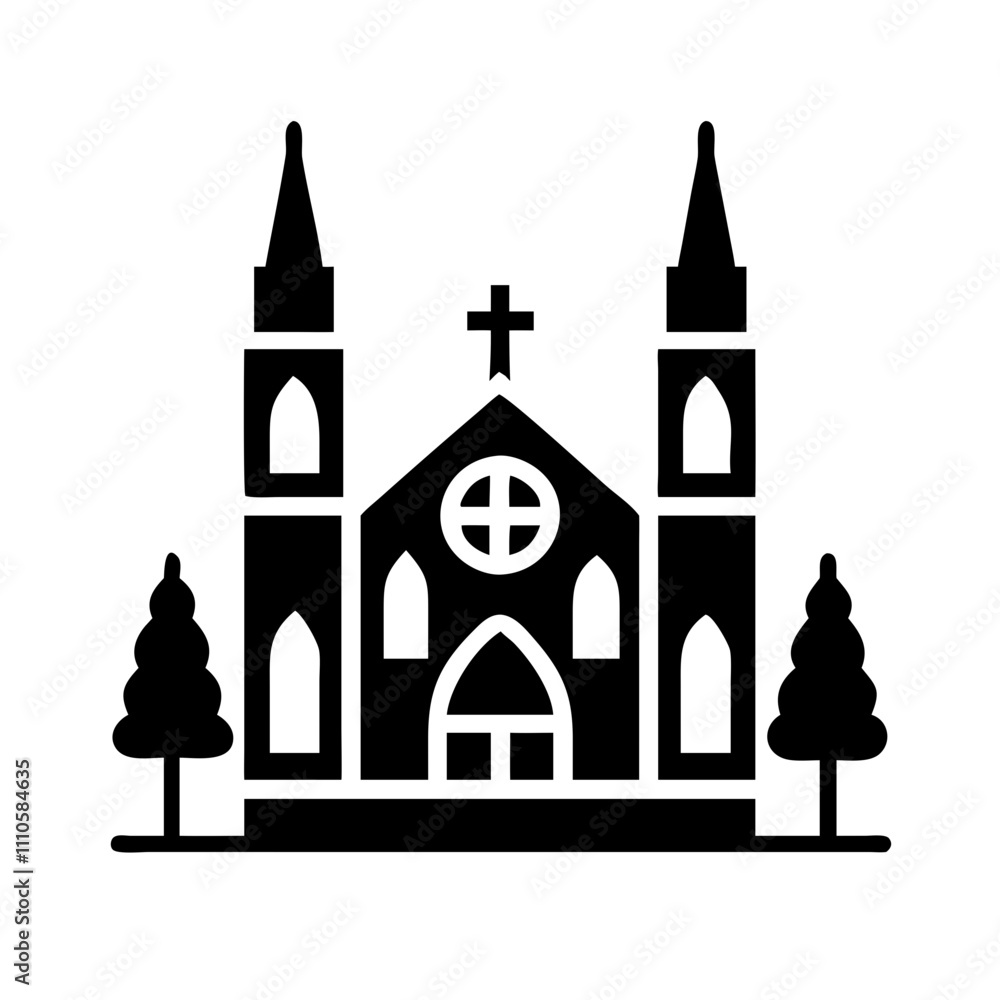 ector with a cross integrated into the church design, perfect for faith-based content. ector with a cross integrated into the church design, perfect for faith-based content.