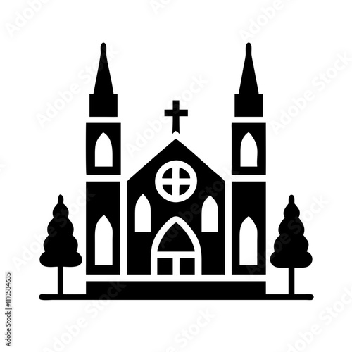 ector with a cross integrated into the church design, perfect for faith-based content.