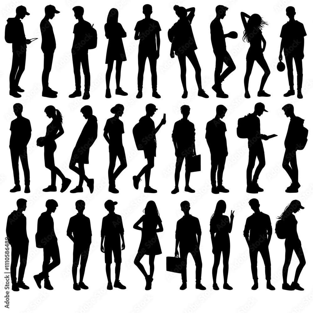 Different pose people silhouette vector Different pose people silhouette vector