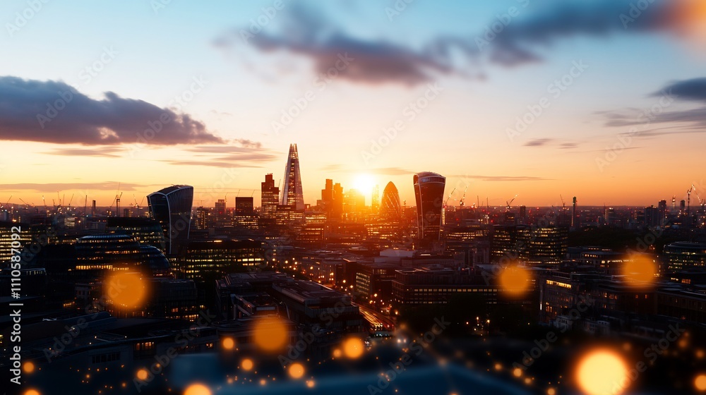 Naklejka premium London Skyline at Sunset: A Breathtaking Panorama