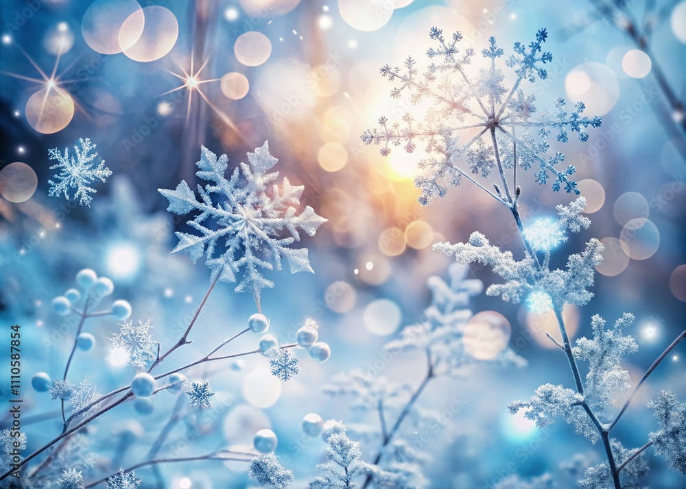 Abstract Bokeh Snowflakes Winter Blurred Background - Captivating Double Exposure Photography for Enchanting Seasonal Atmosphere Abstract Bokeh Snowflakes Winter Blurred Background - Captivating Double Exposure Photography for Enchanting Seasonal Atmosphere