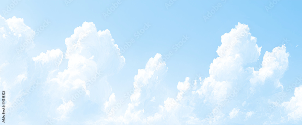 Vector watercolor cloudy light blue sky texture
