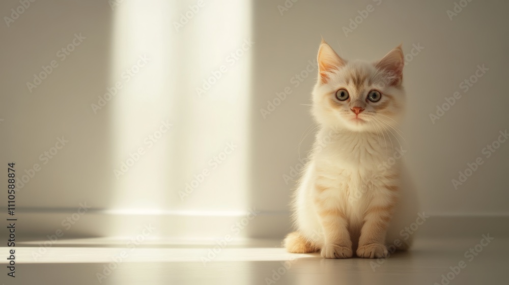 A detailed portrait of a young Ragdoll cat with a bright expression, sitting neatly on a white floor with a simple clean background A detailed portrait of a young Ragdoll cat with a bright expression, sitting neatly on a white floor with a simple clean background