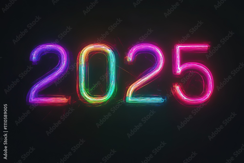 Glowing neon text 2025, New year text. Neon bright text Happy New Year 2025. Holiday design for flyer, greeting card, banner, celebration poster, party invitation or calendar
Glowing neon text 2025, New year text. Neon bright text Happy New Year 2025. Holiday design for flyer, greeting card, banner, celebration poster, party invitation or calendar