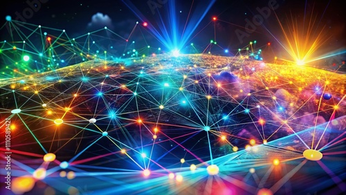 Abstract Digital Background of Big Data Visualization with Network Connection Structure, Representing Scientific Concepts in a Modern, High-Tech Environment for Stock Photography