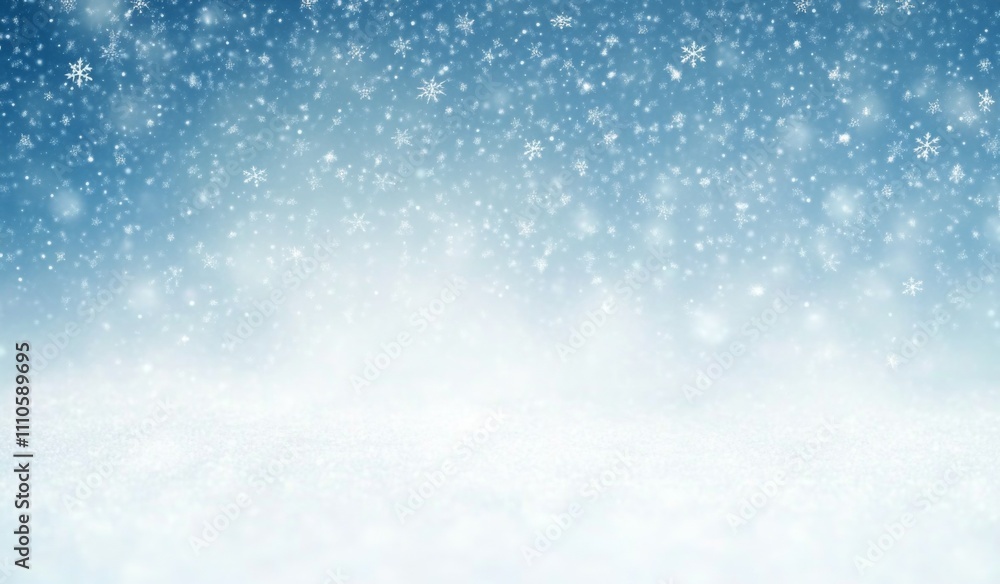 Falling snowflakes on light blue gradient with bokeh backdrop. Falling snowflakes on light blue gradient with bokeh backdrop.