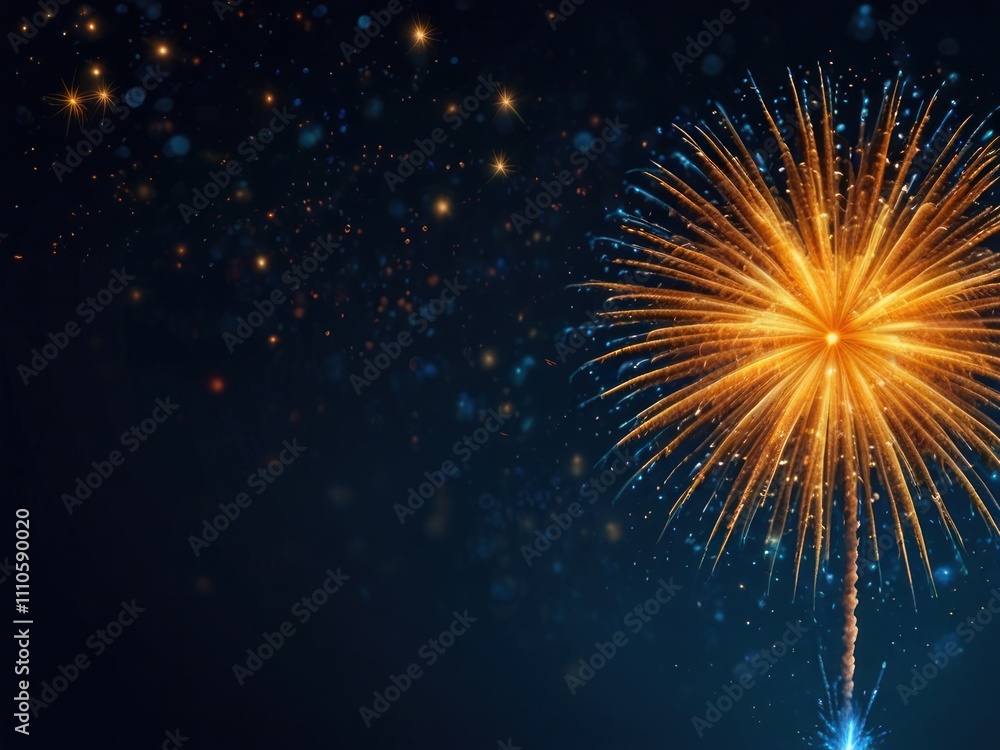 Obraz premium fireworks gold blue background 