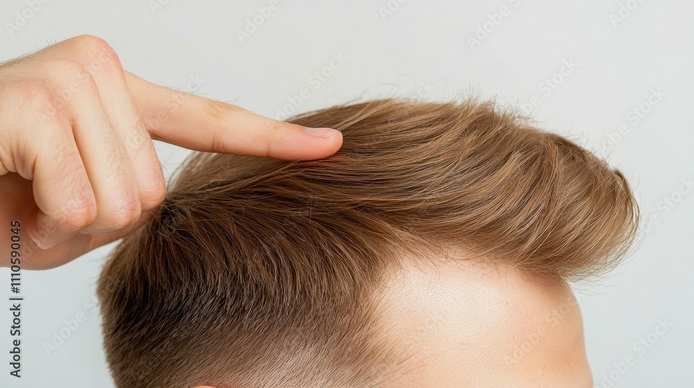 Naklejka premium Dermatologist explaining genetics as a major cause of hair loss, hereditary factors, understanding patterns