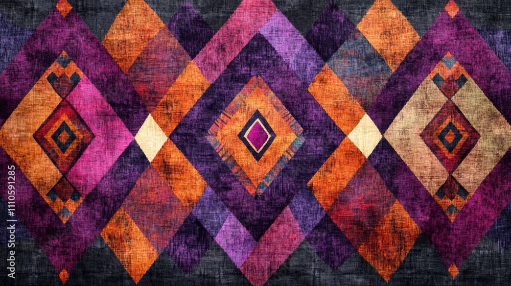Abstract Geometric Textile Design With Vibrant Colors Abstract Geometric Textile Design With Vibrant Colors