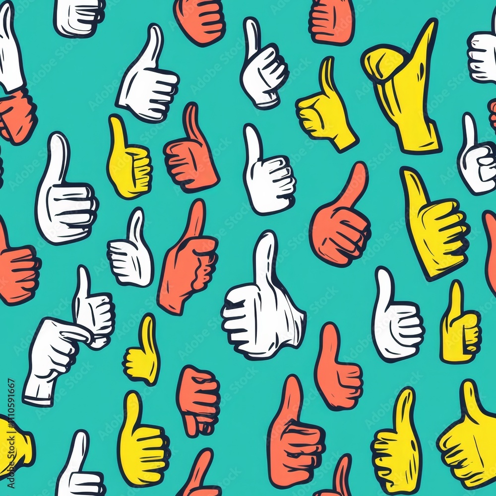 Fototapeta premium Thumbs Up Pattern Graphic Design seamless, pattern, background, texture