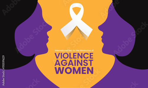 International day for the elimination of violence against women with ribbon and silhouette