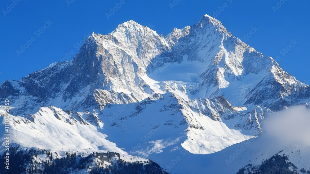 Naklejka premium winter, mountains, snow, peaks, nature