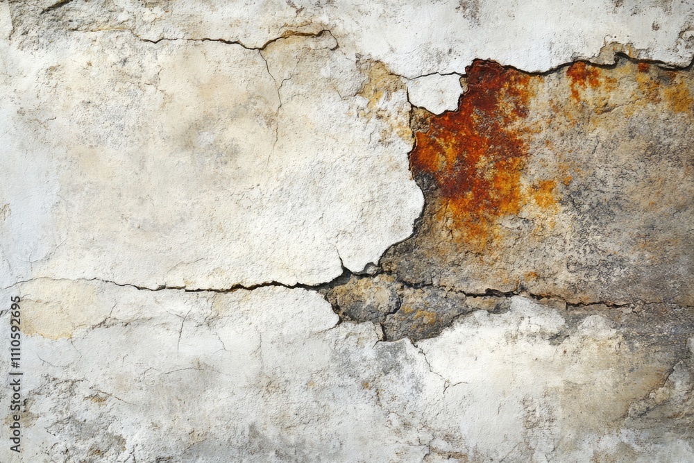 Obraz premium Weathered Fissures: Textured Cracks on an Antique White Wall for Grunge Background Design