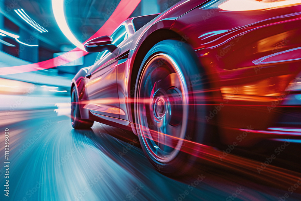 Power source for charging battery of beautiful electric car on road Power source for charging battery of beautiful electric car on road