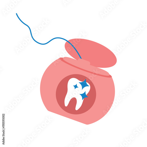 Dental floss in clip art style. Isolated vector illustration for your design photo