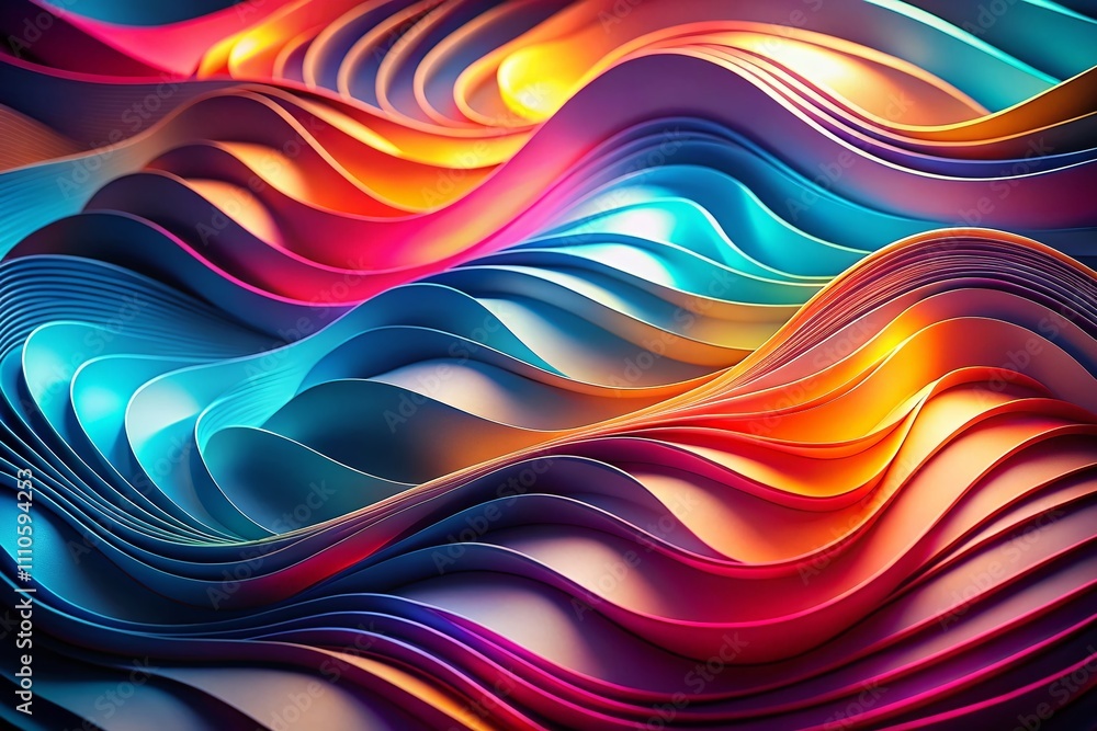 Abstract Minimalist Paper Art with Neon Light Waves - 3D Effect of Illuminated Paper Sheets Creating Unique Background for Artistic and Architectural Photography Abstract Minimalist Paper Art with Neon Light Waves - 3D Effect of Illuminated Paper Sheets Creating Unique Background for Artistic and Architectural Photography