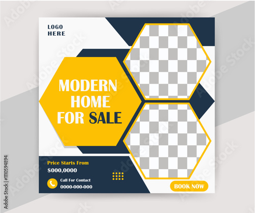 Digital business marketing banner for social media post template. Home for sale. Vector editable design .