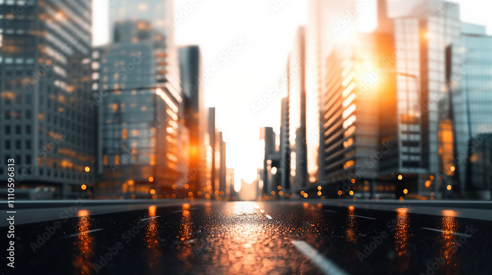 Empty road against the backdrop of a business cityscape. Empty road against the backdrop of a business cityscape.