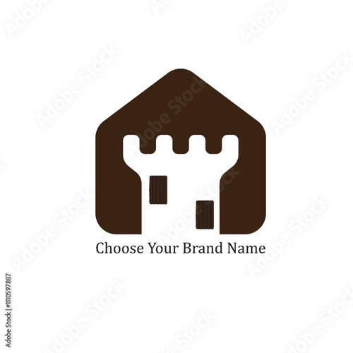 Castle Tower House Logo - Strong, Secure, and Royal Brand Identity for Real Estate or Protection
