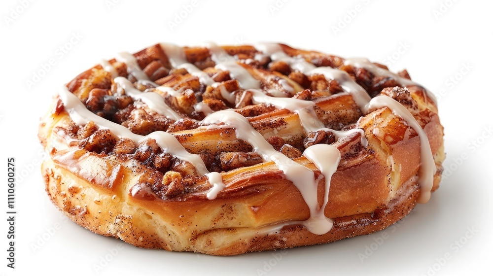 Sweet perfection, featuring freshly baked cinnamon rolls, smothered in a rich icing, beautifully presented on a pristine white background Sweet perfection, featuring freshly baked cinnamon rolls, smothered in a rich icing, beautifully presented on a pristine white background