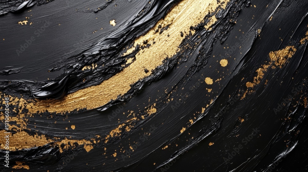 Abstract Black And Gold Paint Texture Swirls Abstract Black And Gold Paint Texture Swirls