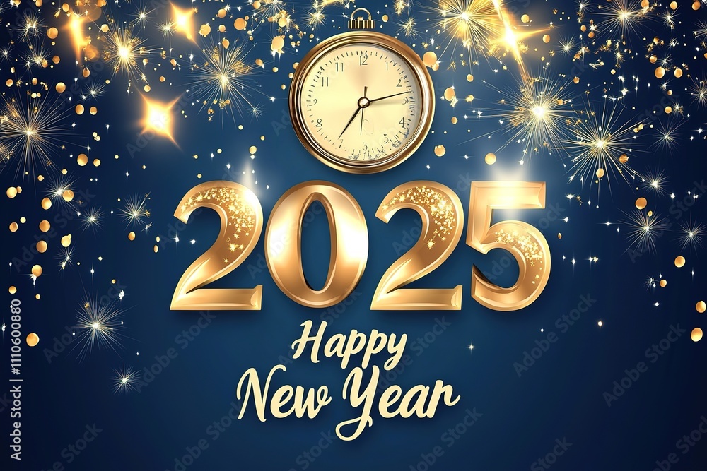 2025 Happy New Year Background With Gold clock
2025 Happy New Year Background With Gold clock