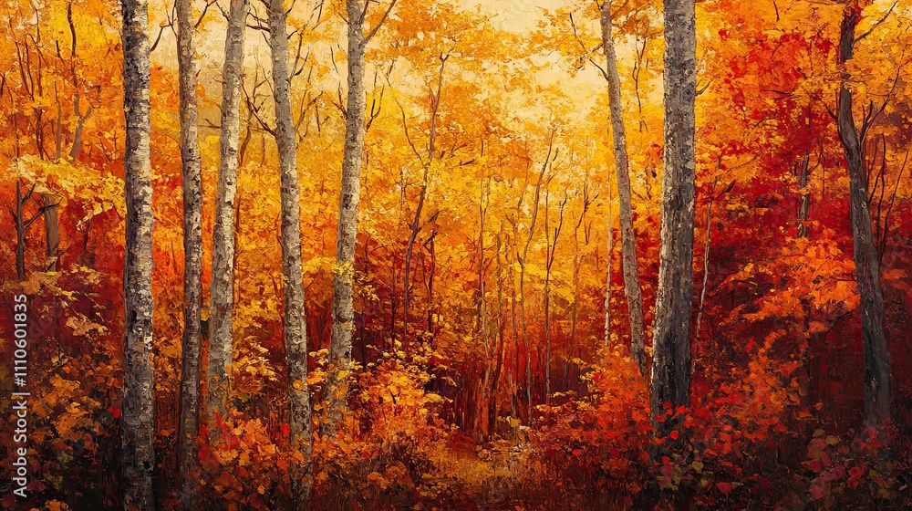Fototapeta premium Autumn Forest Painting