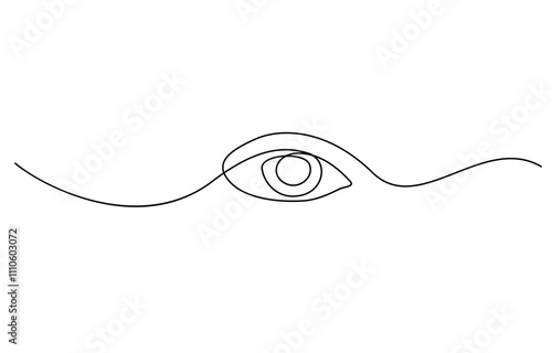 Single continuous one line art female watch eye, Eye one art continuous line drawing, visual sign. Symbol of vision. Single line of human eye icon.