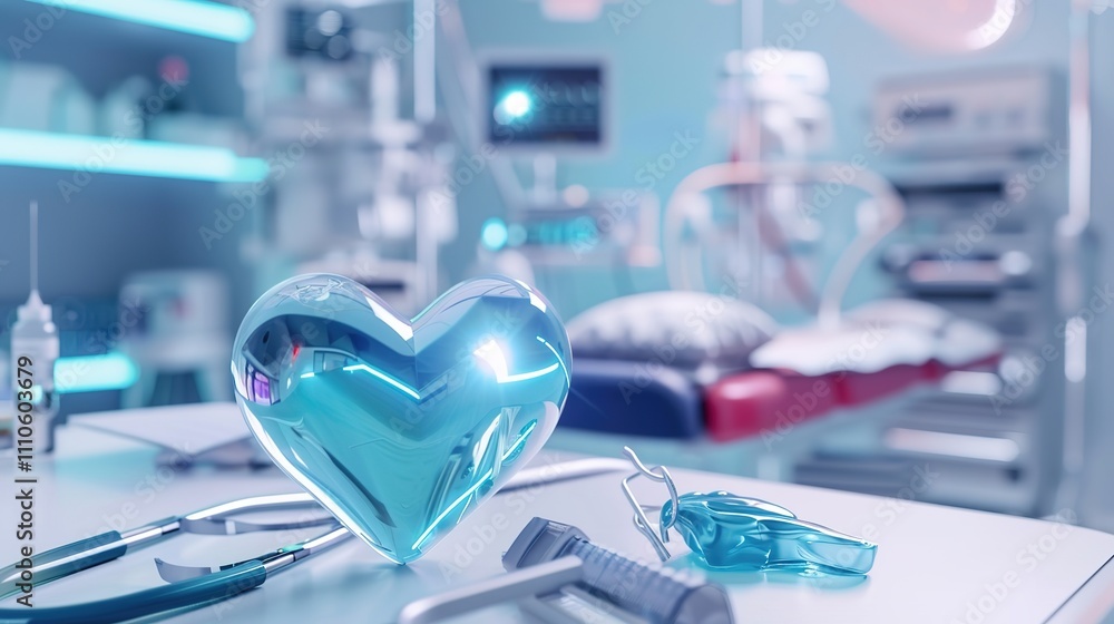 Healthy heart-shaped symbol on white background surrounded by medical instruments, highlighting stroke prevention and cardiovascular health awareness. Healthy heart-shaped symbol on white background surrounded by medical instruments, highlighting stroke prevention and cardiovascular health awareness.