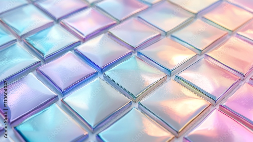 Reflective pastel-colored tiles, abstract geometric pattern. Modern design and texture concept Reflective pastel-colored tiles, abstract geometric pattern. Modern design and texture concept