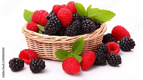 Bowl of assorted berry isolated on white background