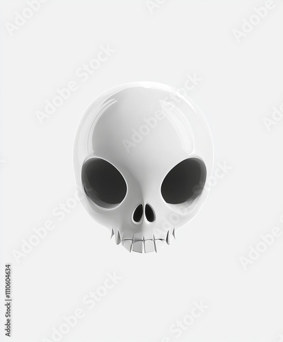 A minimalist white skull icon on a plain white background in a clean clip art style. Perfect for designs related to Halloween, danger signs, or graphic design projects.