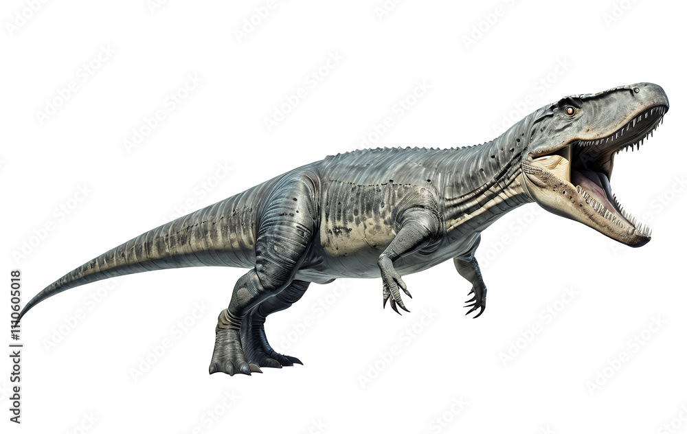 A detailed 3D rendering of a fearsome Tyrannosaurus Rex dinosaur, rendered with realistic textures and anatomy, shown in a three-quarter view against a black background. A detailed 3D rendering of a fearsome Tyrannosaurus Rex dinosaur, rendered with realistic textures and anatomy, shown in a three-quarter view against a black background.