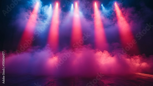 Wallpaper Mural Stage with colorful spotlights and fog, vibrant atmosphere. Entertainment and performance concept Torontodigital.ca