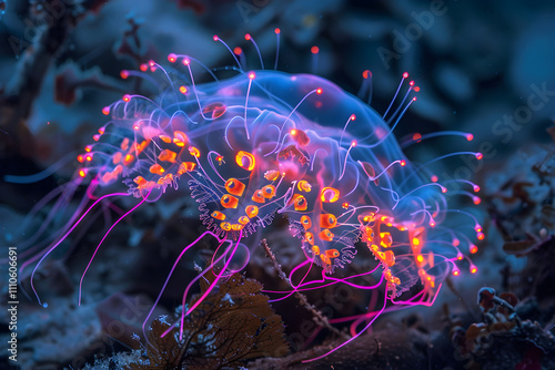 Bioluminescent Beauty: A Glimpse of Unique Marine Life in the Mysterious Deep Sea photo