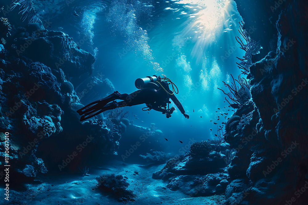 custom made wallpaper toronto digitalBeautiful diver goes on an underwater adventure in frighteningly deep sea