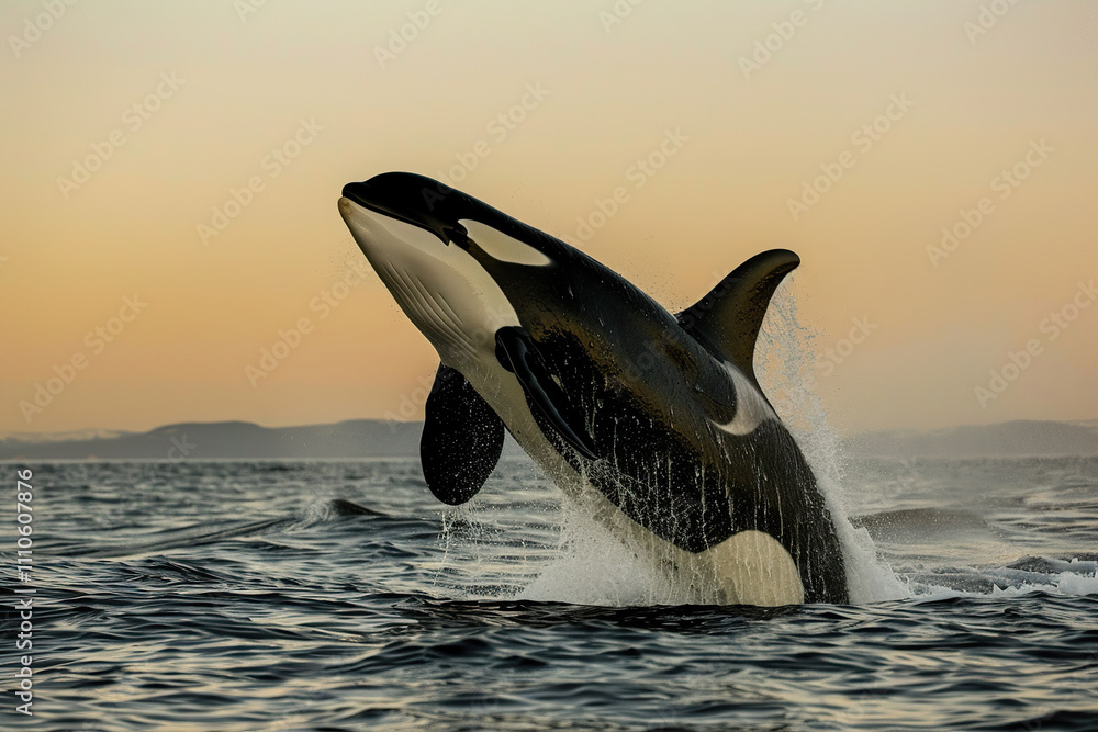 Fototapeta premium Fantastically beautiful majestic huge whale in deep ocean