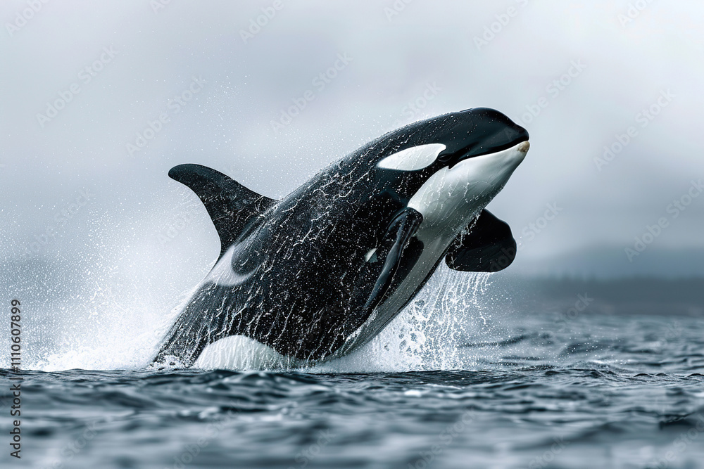 Fototapeta premium Fantastically beautiful majestic huge whale in deep ocean