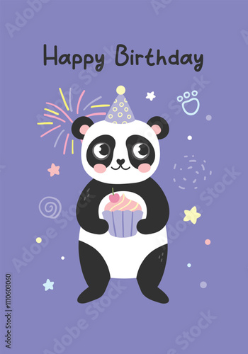 Happy birthday card with panda