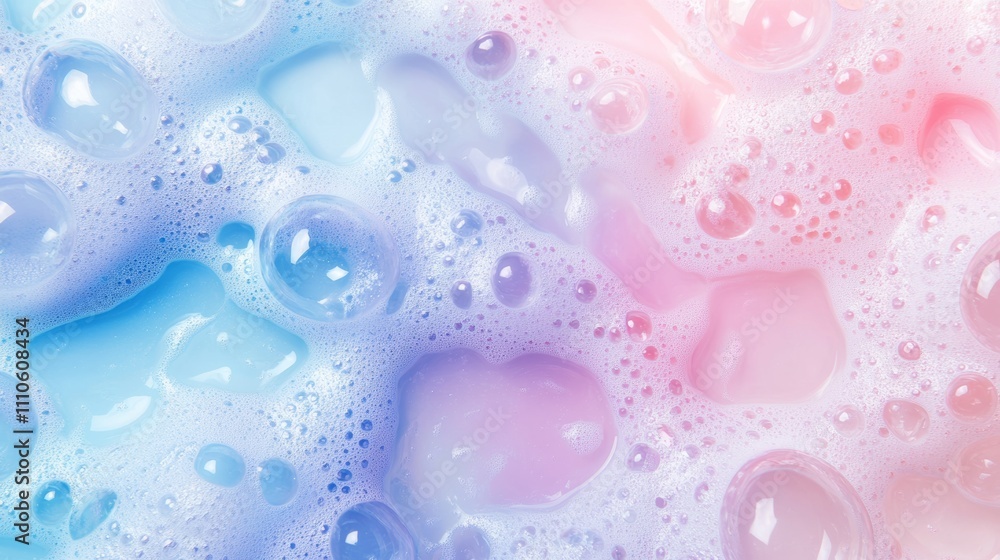 Colorful pastel soap bubbles on surface, abstract background. Cleanliness and fun concept Colorful pastel soap bubbles on surface, abstract background. Cleanliness and fun concept