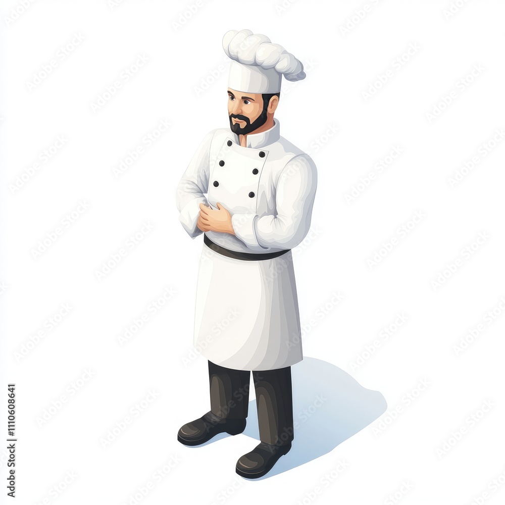 Isometric chef in uniform. Isometric chef in uniform.