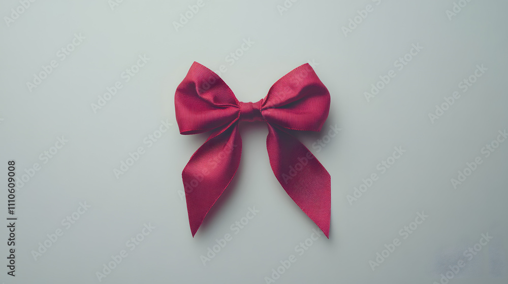 Stylish Arrangement of a Radiant Red Ribbon and Intricately Tied Bow on a Clean White Backdrop for Celebratory Artistry Stylish Arrangement of a Radiant Red Ribbon and Intricately Tied Bow on a Clean White Backdrop for Celebratory Artistry