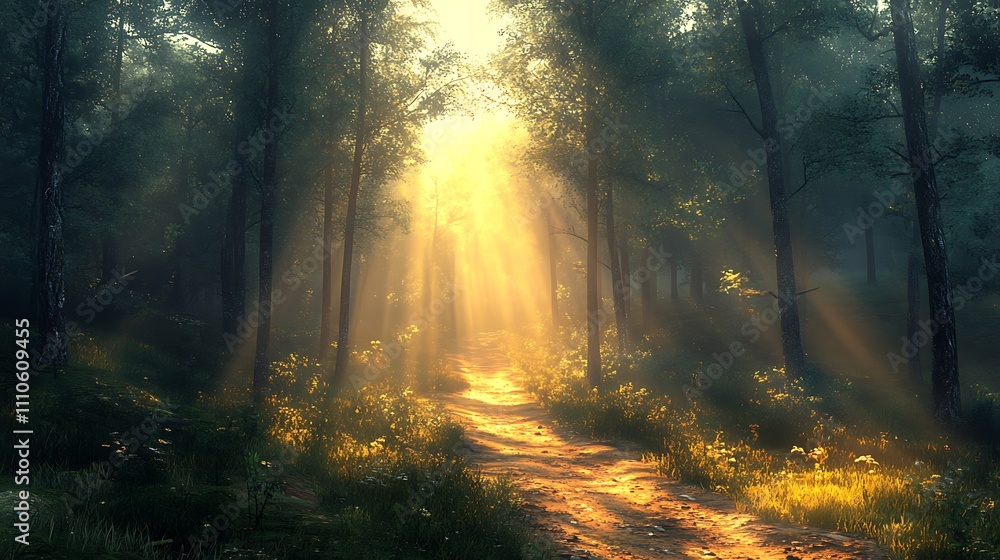 Obraz premium sun rays in the forest