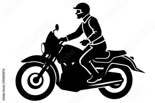 Silhouette of a Policeman Riding a Motorcycle.