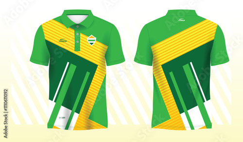 green yellow polo sport shirt sublimation jersey template design mockup