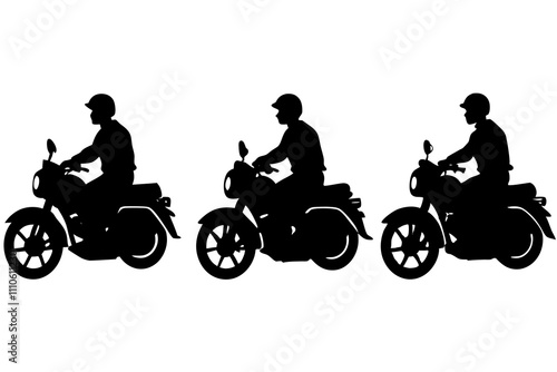 Silhouette of a Policeman Riding a Motorcycle.