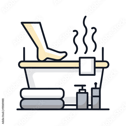 Smooth Vector Design of Foot Bath with Leg Immersed in Warm Water.