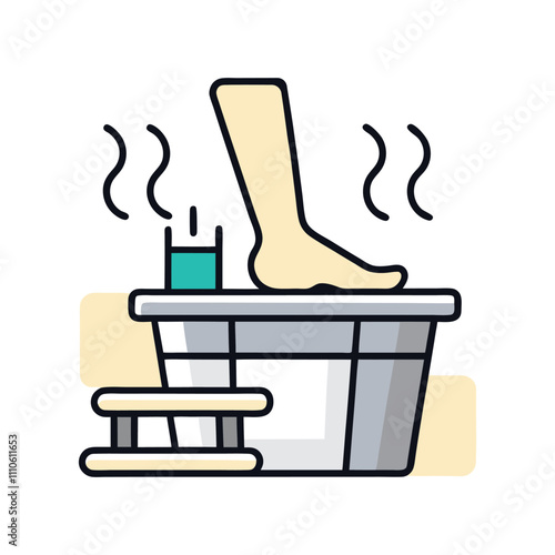 Smooth Vector Design of Foot Bath with Leg Immersed in Warm Water.