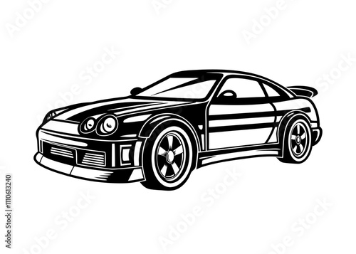 Sports car silhouette on white background.