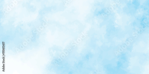 Beautiful and cloudy sky blue watercolor background, blurred and grainy Blue powder explosion on white background, 